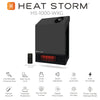 Heat storm infrared 1000 watt grey heater. Comfortable infrared heat, safe touch grill, child lock, quiet operation, 5 min auto dim, auto eco mode, tipover shut off, over heat protectin, no harmful fumes, digital thermostat, lifetime air filter, power outage settings recall