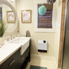 WX-Wifi heater mounted in bathroom next to vanity