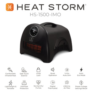 Sahara heater features: Safe touch exterior, child lock, quiet, auto ddim, auto eco mode, lightweight & portable, overheat protection, no harmful fumes, digital thermostat, washable filter, power outage settings recall.